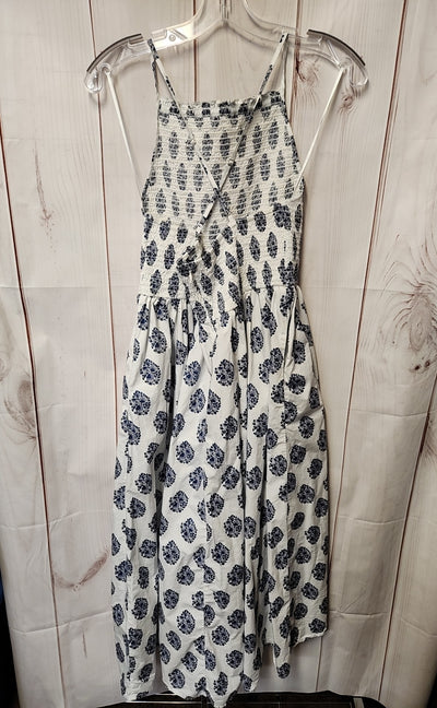 J Crew Women's Size L White & Blue Dress