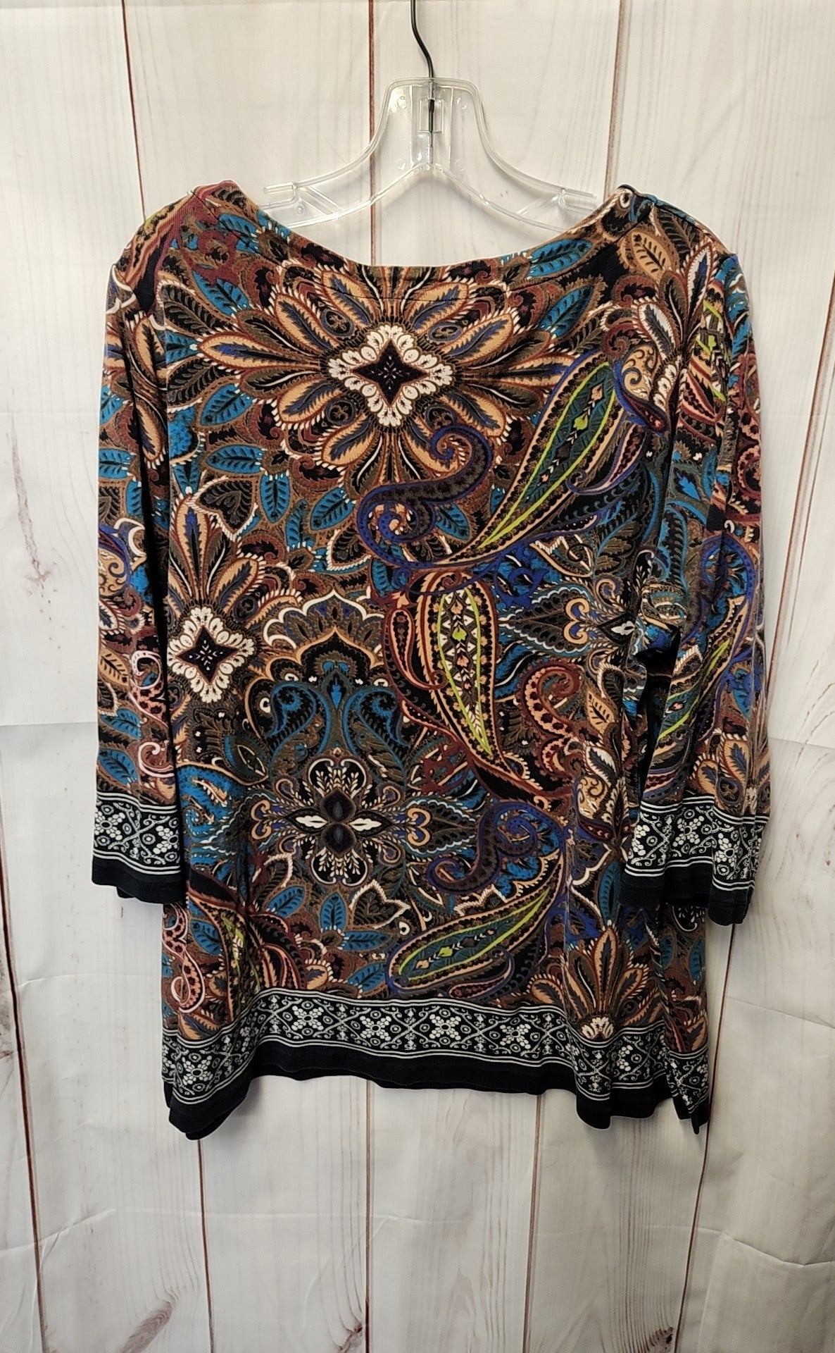 Rafaella Women's Size 2X Brown 3/4 Sleeve Top