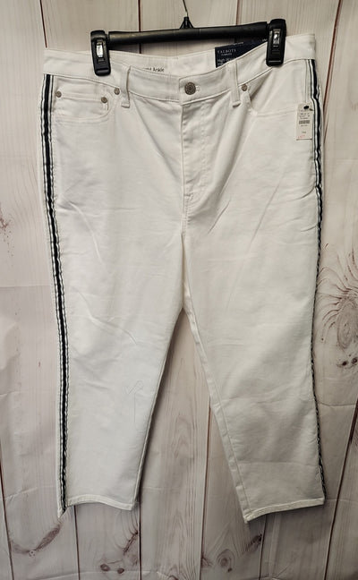 NWT Talbots Women's Size 14 Petite White Pants High Waist Straight Ankle