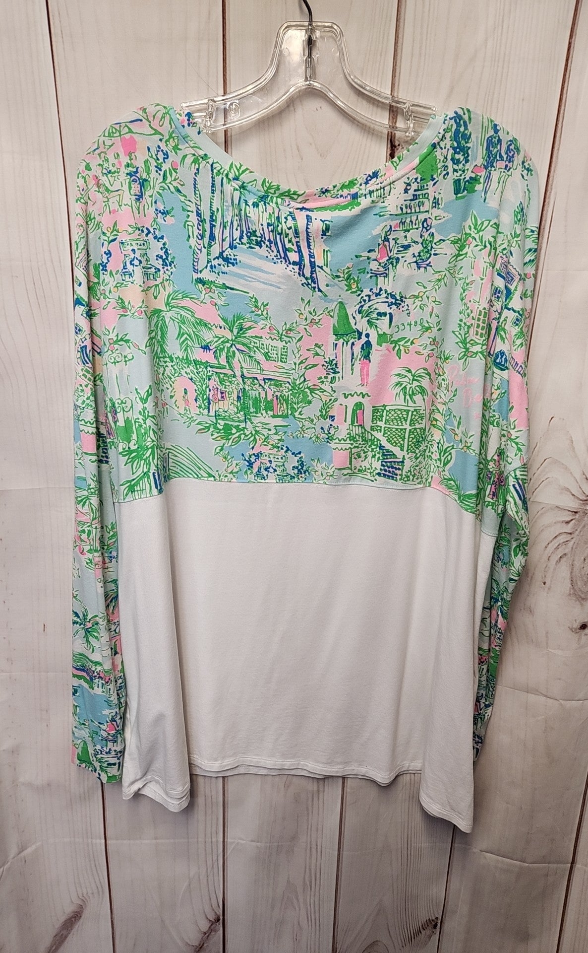 Lilly Pulitzer Women's Size XXL Green Print 3/4 Sleeve Top