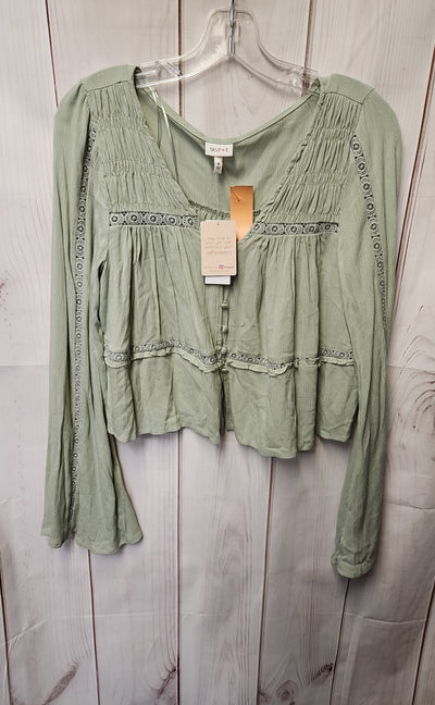 NWT Self E Women's Size M Green Long Sleeve Top