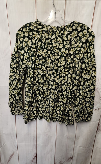 Old Navy Women's Size M Green Floral Long Sleeve Top