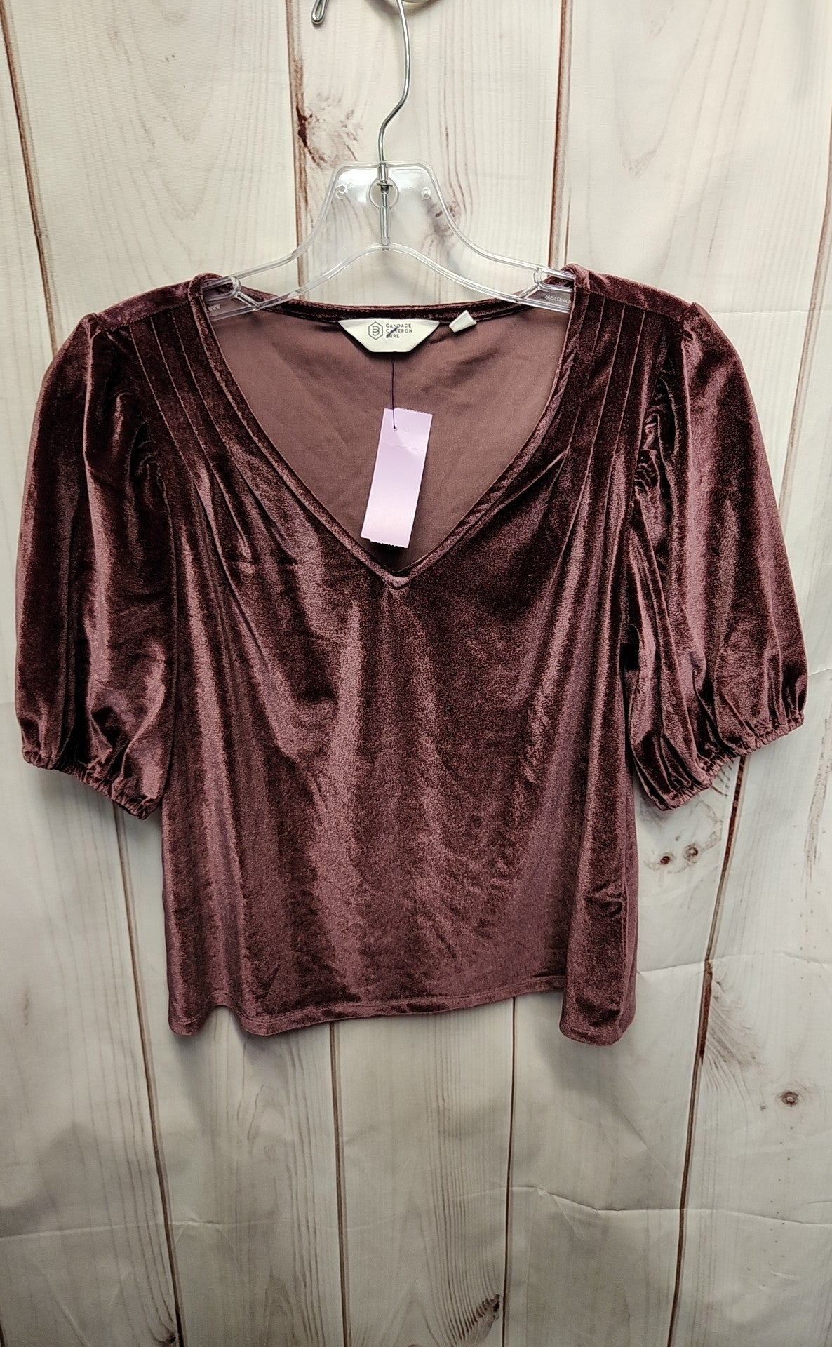 Candace Cameron Bure Women's Size XXXS Maroon Velour Short Sleeve Top
