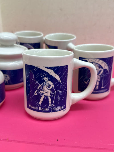 VTG 6PCS Morton Salt Set - 4 Mugs, 1 Cream, 1 Sugar