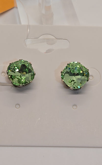 Sterling Green Crystal Earrings Studs