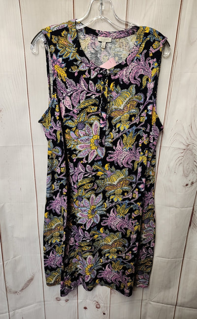 Talbots Women's Size L Navy & Pink Dress