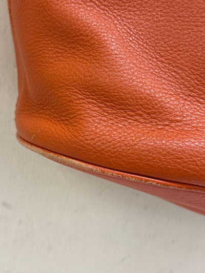 Michael Kors Orange Leather Tote Bag AS IS - wear on corners & marks inside