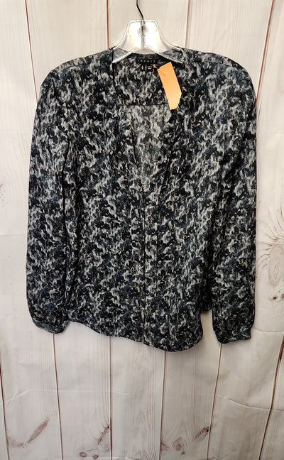 Theory Women's Size S Gray Animal Print Long Sleeve Top