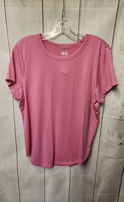So Women's Size L Pink Short Sleeve Top