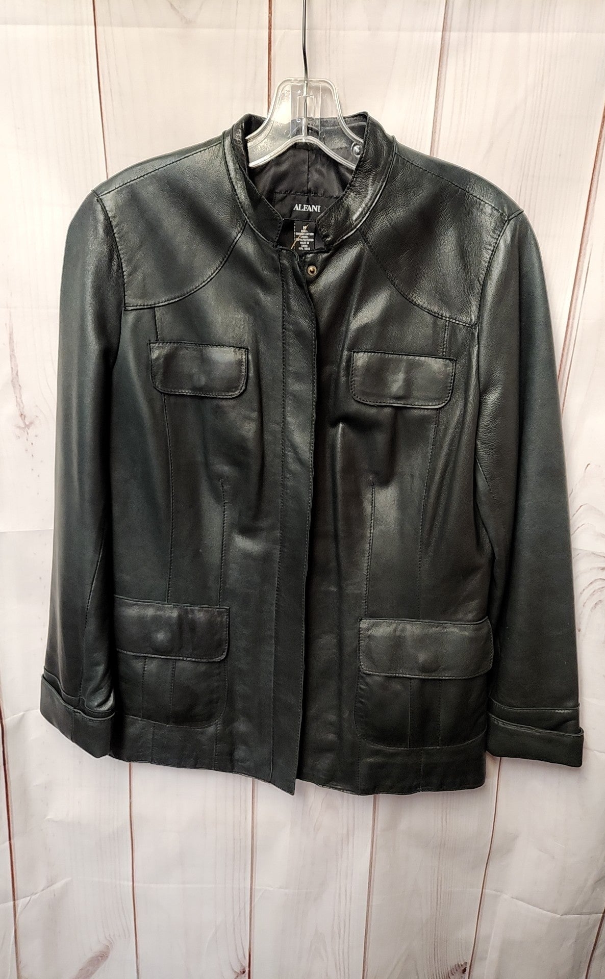 Alfani Women's Size M Green Leather Jacket