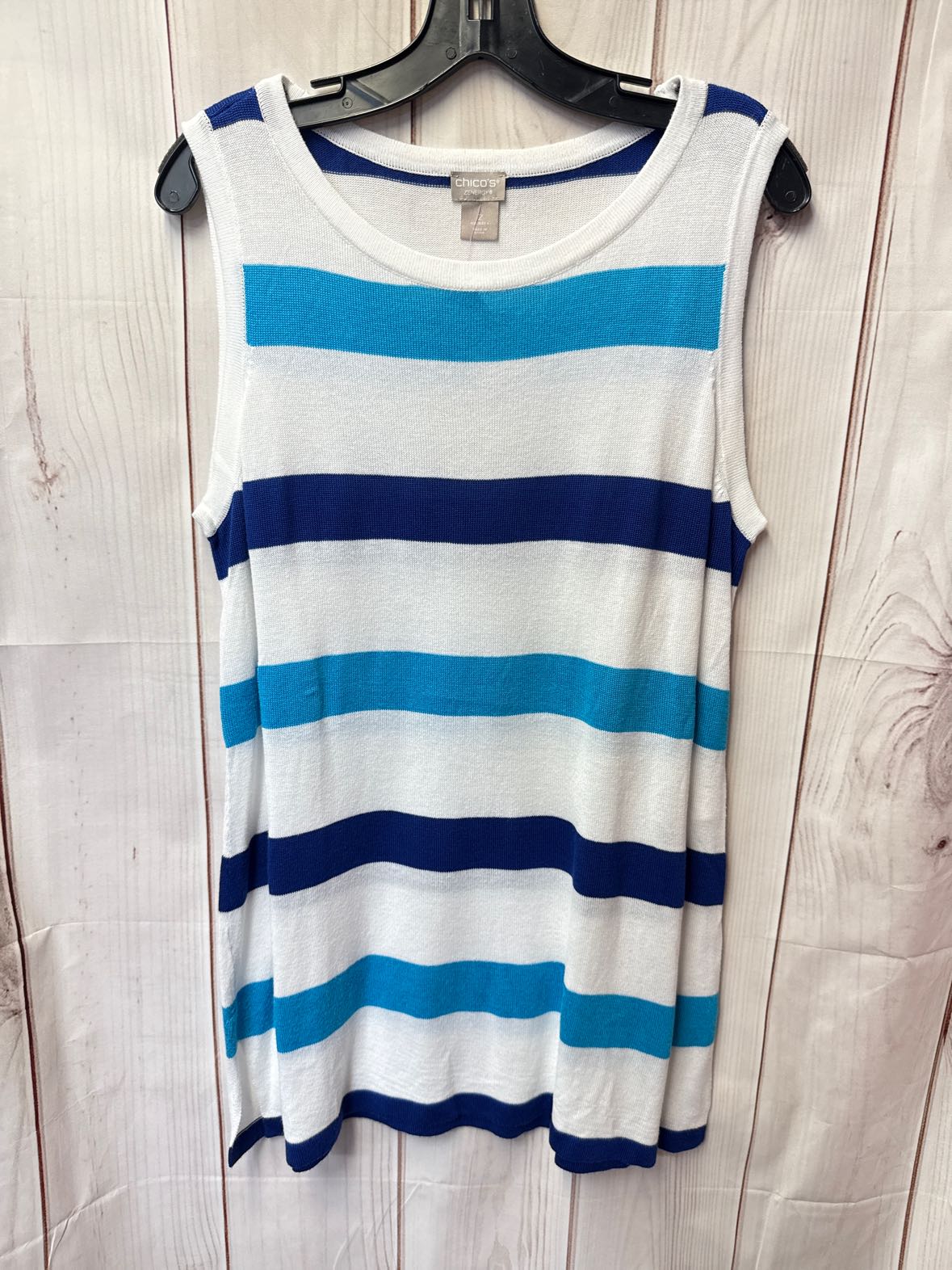 Chico's Women's Size 2 = US L White & Blue Sleeveless Top