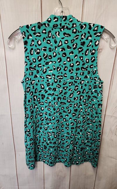 Cuddl Duds Women's Size S Green Animal Print Sleeveless Top