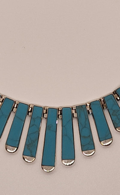Vintage Turquoise & .950 Sterling Silver Mexico Necklace