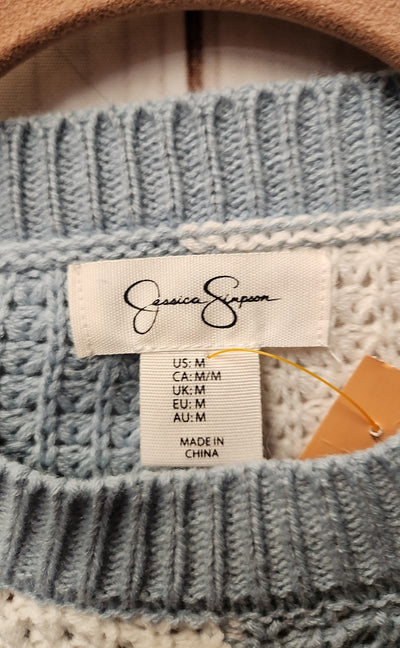 Jessica Simpson Women's Size M White & Blue Sweater