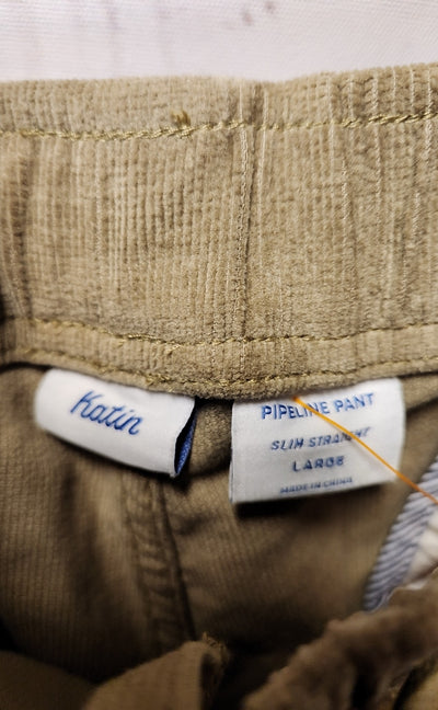 NWT Katin Men's Size L Tan Corduroy Slim Stragiht Pipeline Pants