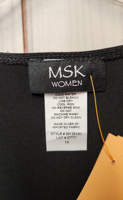 NWT Msk Women's Size 1X Black 3/4 Sleeve Top