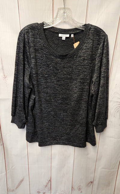 Chico's Women's Size 2 = US L Black 3/4 Sleeve Top