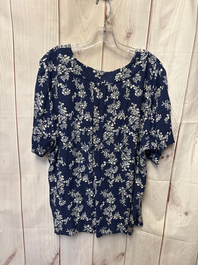 Berkley Jensen Women's Size XXL Navy Floral Short Sleeve Top