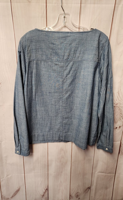 NWT J Crew Women's Size M Blue Long Sleeve Top