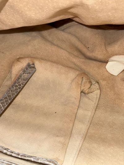 Nancy Gonzalez Geniune Python & Crocodile Skin Tan/Silver Large Purse Bag AS IS