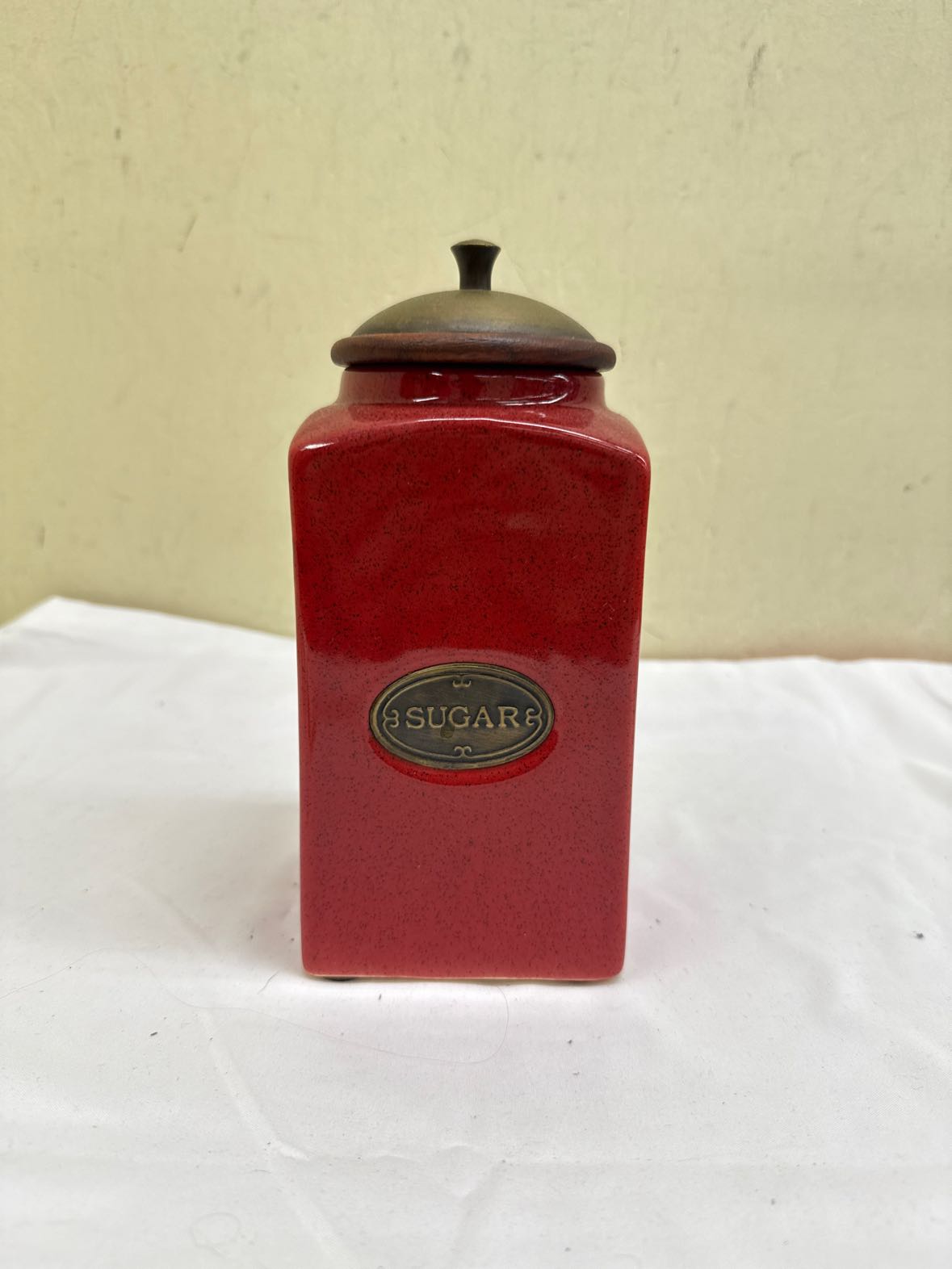 Red Ceramic Sugar Jar