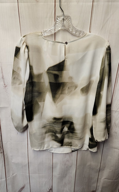 DKNY Women's Size S White Floral 3/4 Sleeve Top