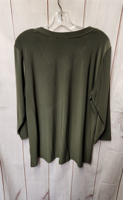 NWT Attitudes by Renee Women's Size L Green 3/4 Sleeve Top