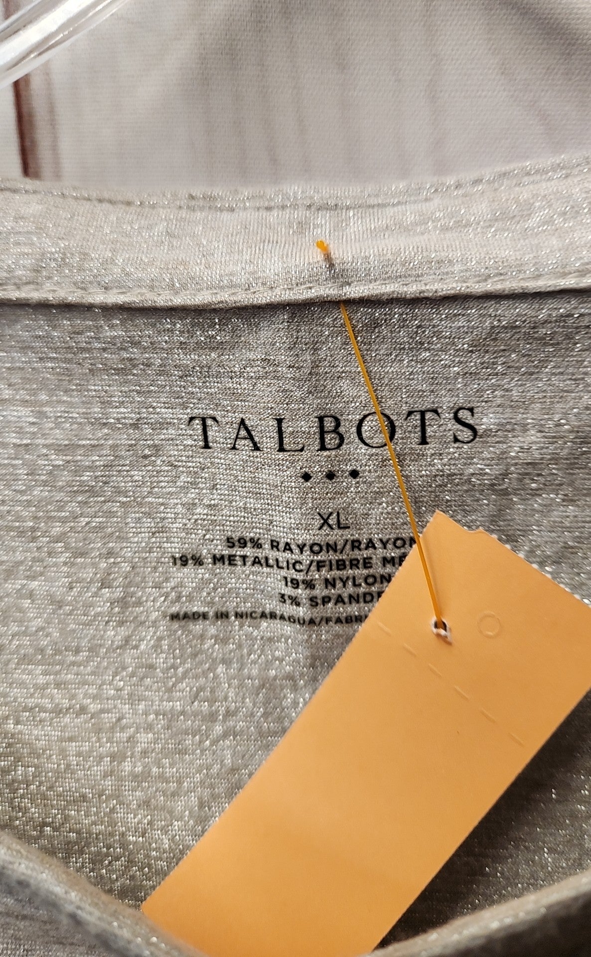 Talbots Women's Size XL Silver 3/4 Sleeve Top