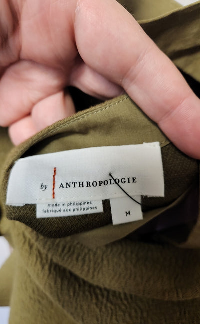 Anthropologie Women's Size M Olive Green Short Sleeve Top