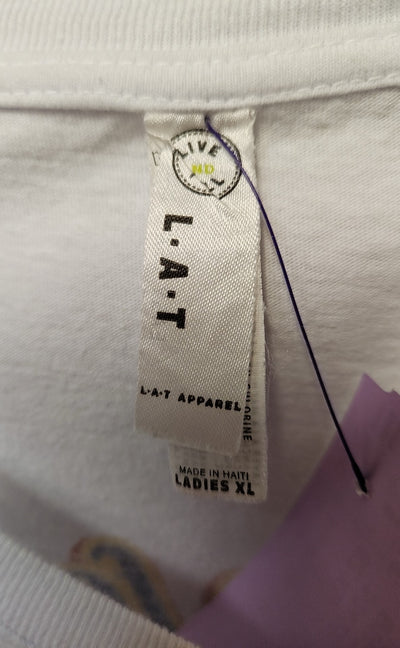 Lat Women's Size XL White Short Sleeve Top