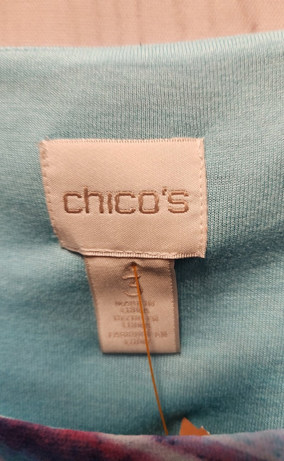Chico's Women's Size 3 = US XL Blue 3/4 Sleeve Top