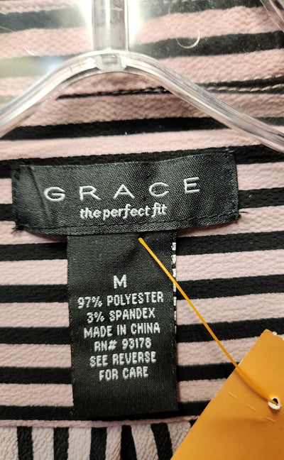 Grace Women's Size M Black & Pink Long Sleeve Top