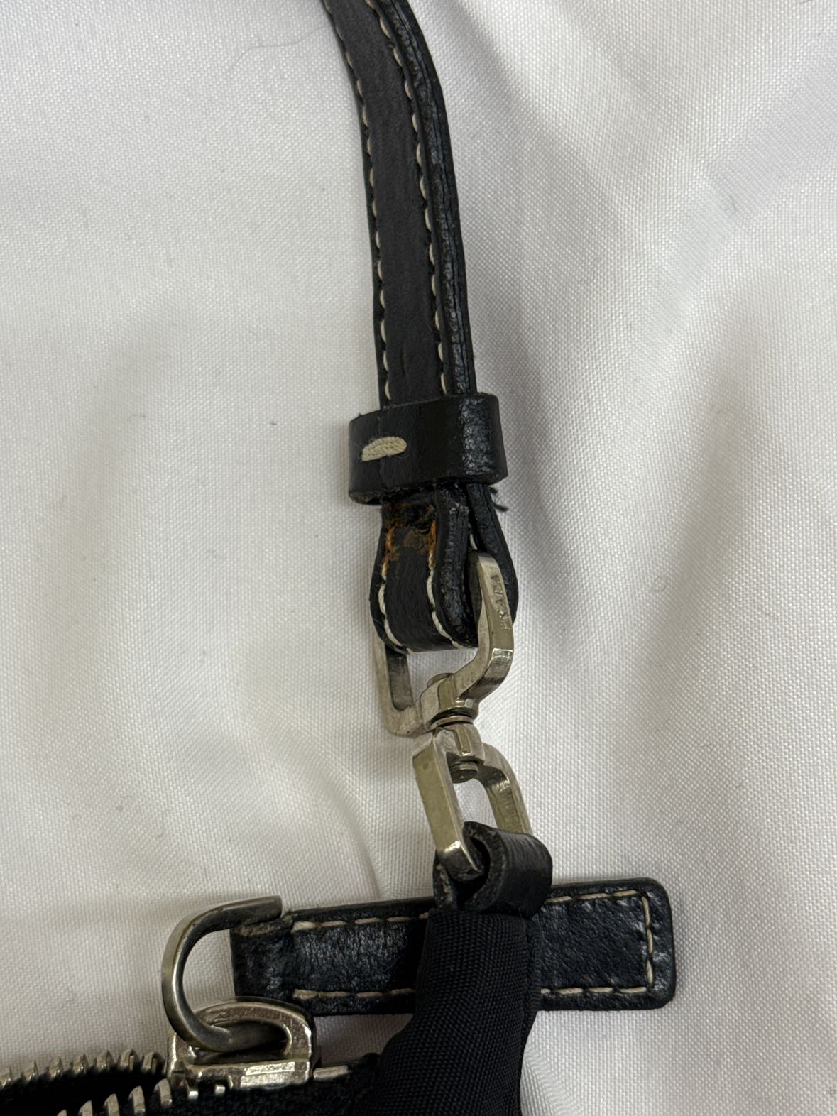 Vintage Prada Black Nylon Purse Bag with Silver hardware (handle & inside damage