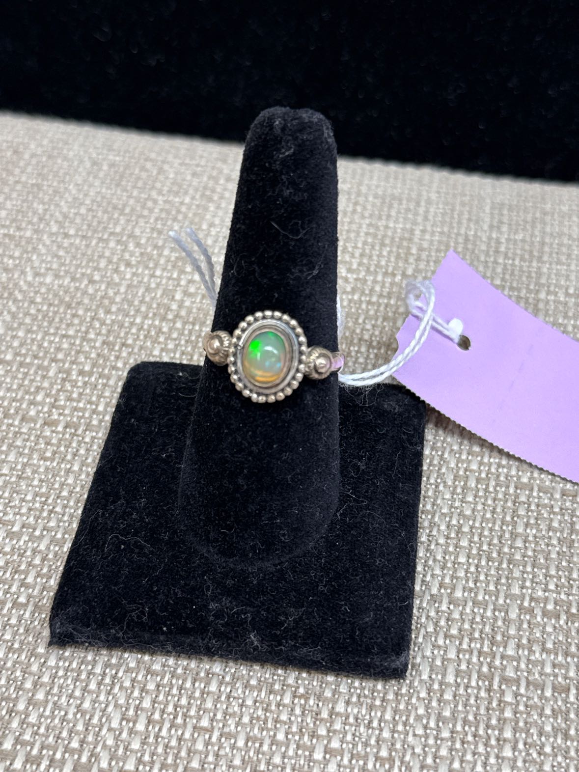 Green Stone 925 Silver Ring Size 10