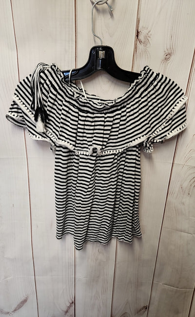 Loft Women's Size XS White & Black Short Sleeve Top