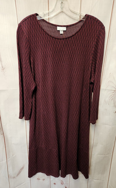 J Jill Women's Size L Petite Red & Black Dress