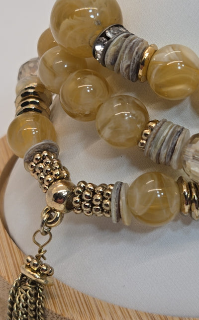 3pcs Tan Beaded Bracelet