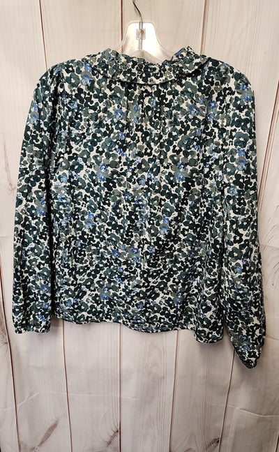 J Crew Women's Size S Green Floral Long Sleeve Top