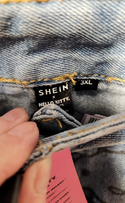 NWT Shein Women's Size 2X/3X Blue Jeans Hello Kitty Waist 40-42" Inseam 27"