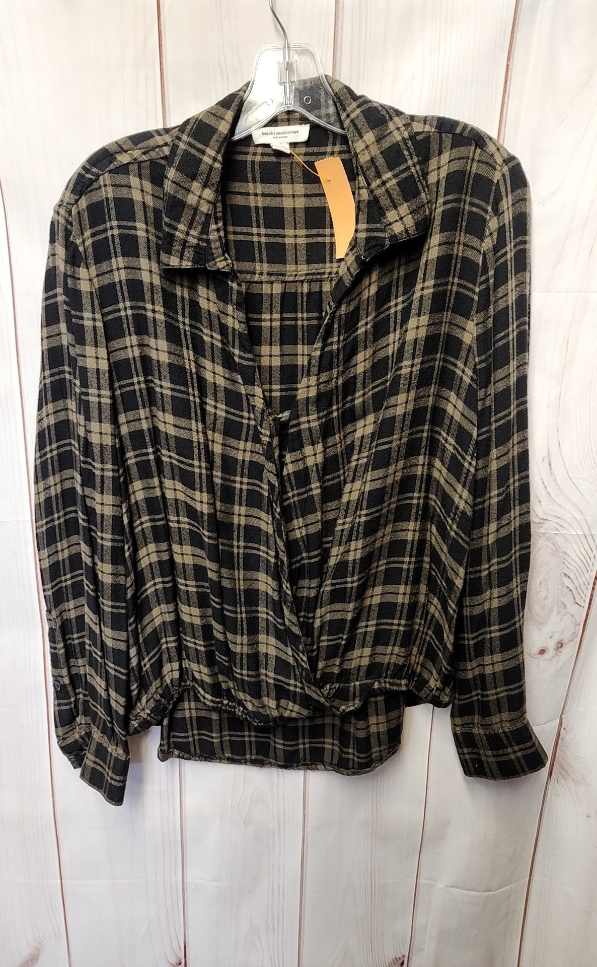 Beach Lunch Lounge Women's Size L Black & Green Long Sleeve Top