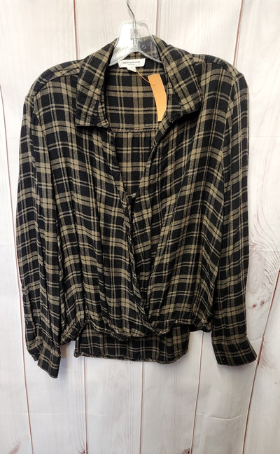 Beach Lunch Lounge Women's Size L Black & Green Long Sleeve Top