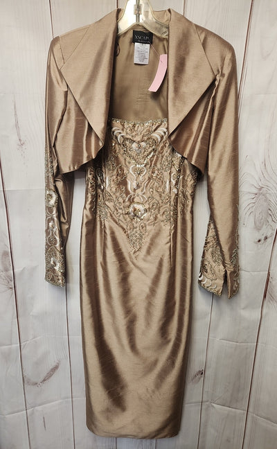 Xscape Women's Size 6 Gold Beaded Dress Set