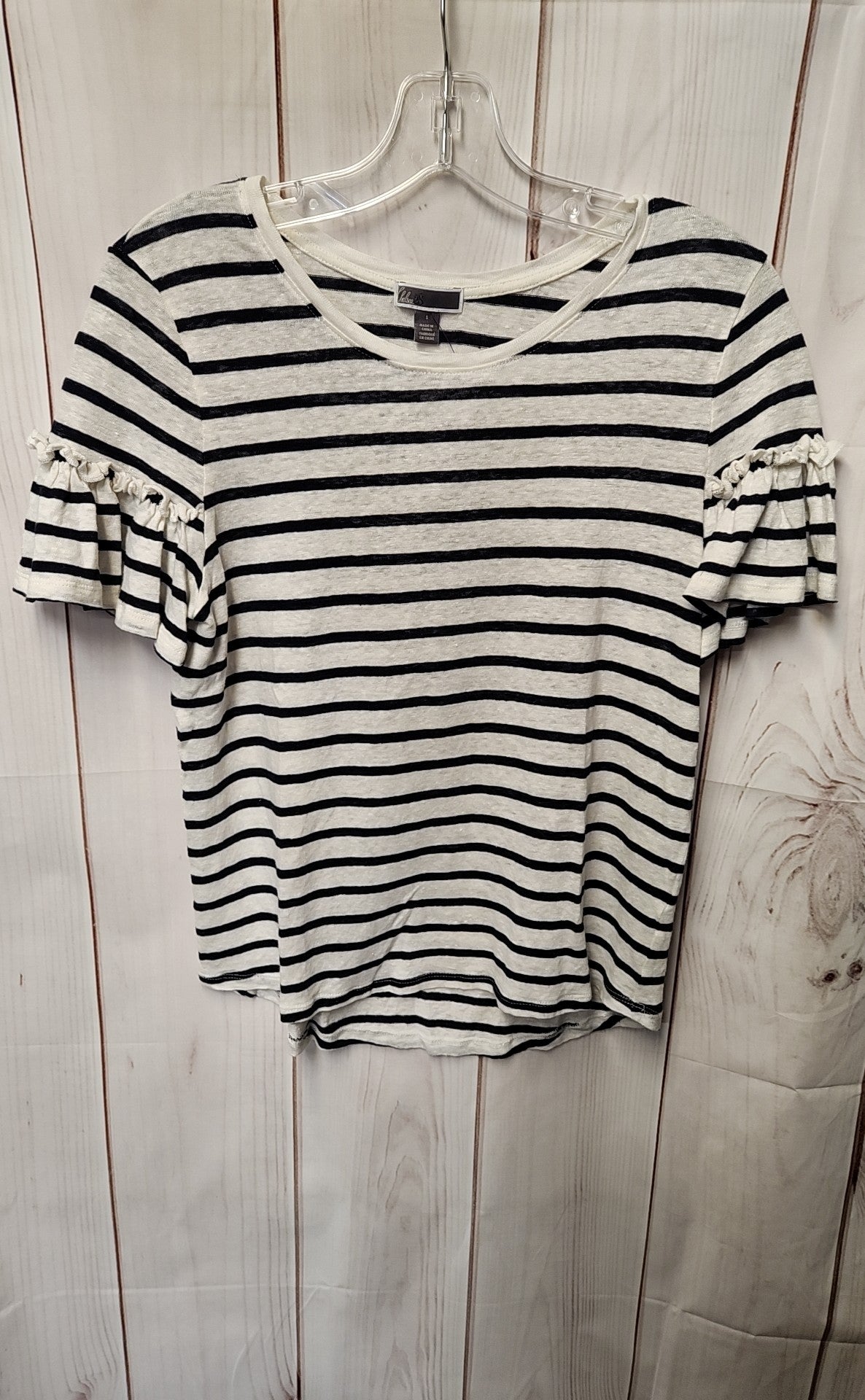 Chelsea 28 Women's Size S White & Navy Short Sleeve Top