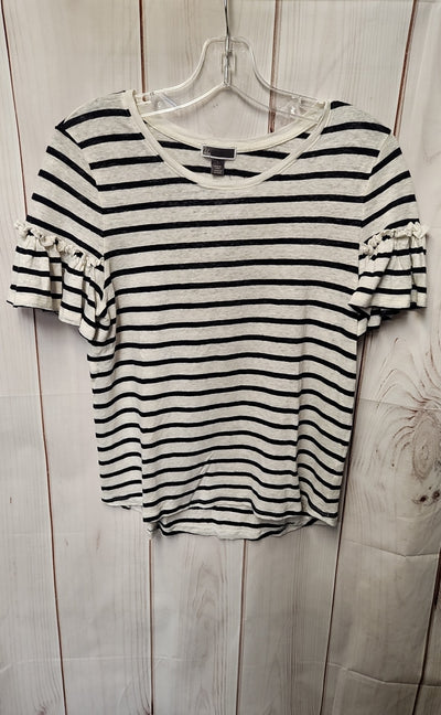 Chelsea 28 Women's Size S White & Navy Short Sleeve Top