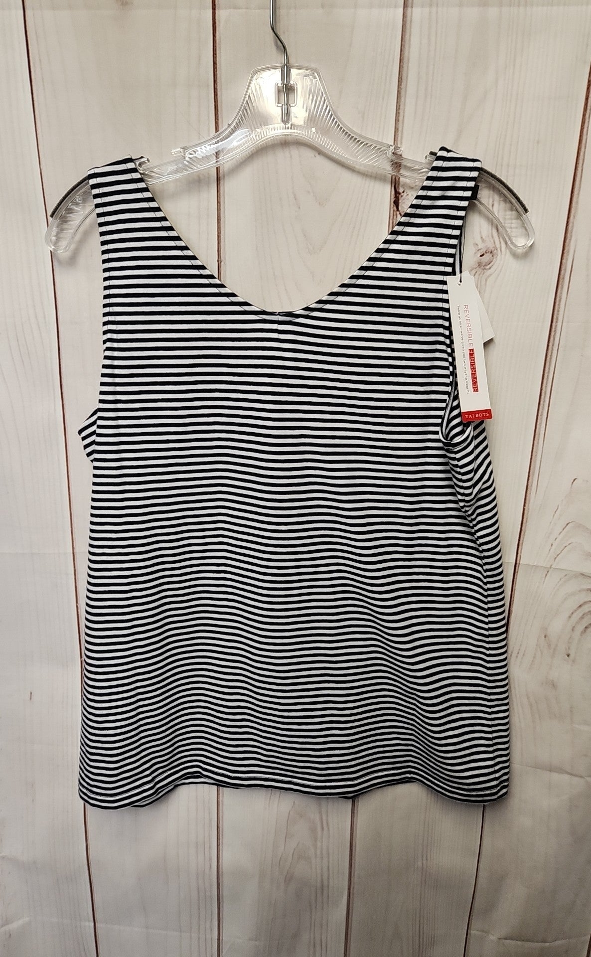 NWT Talbots Women's Size L Petite White & Black Sleeveless Top