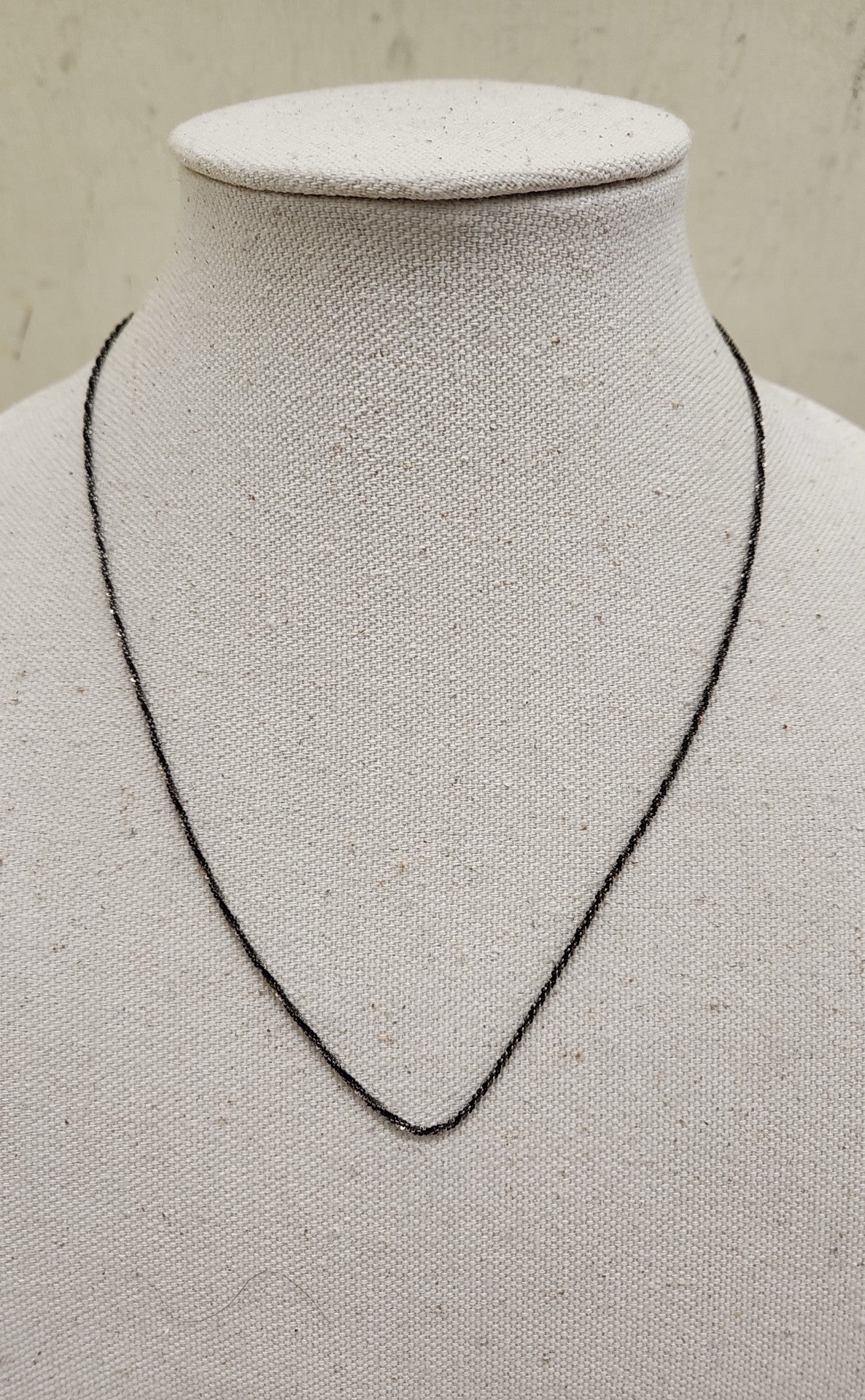 .925 Sterling Silver Italy Black Chain Necklace