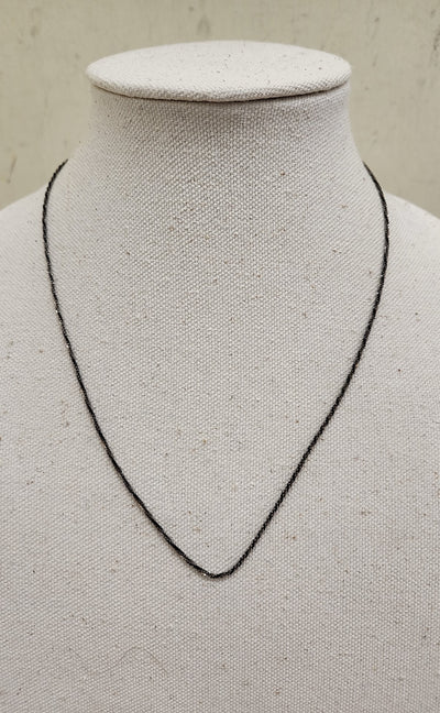 .925 Sterling Silver Italy Black Chain Necklace