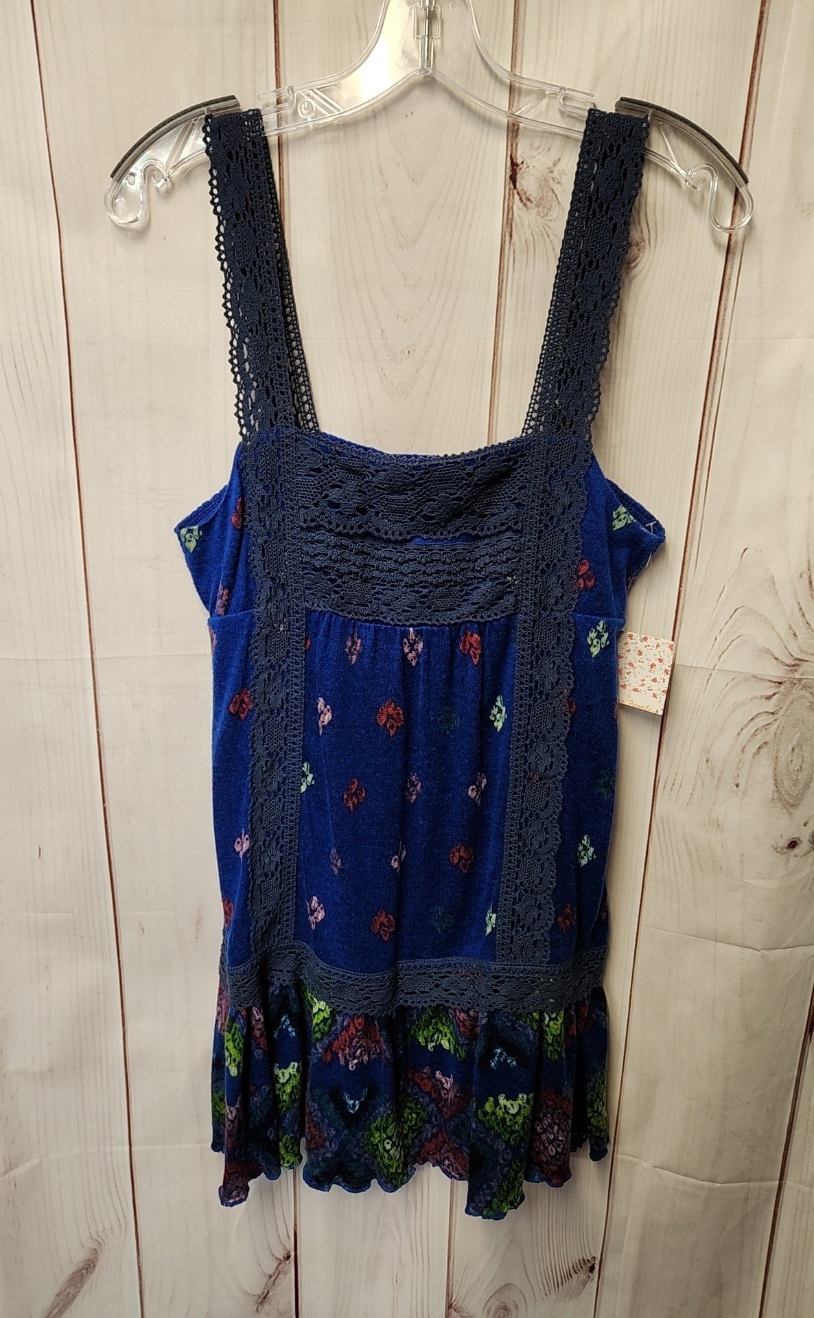 NWT Free People Women's Size S Blue Floral Sleeveless Top