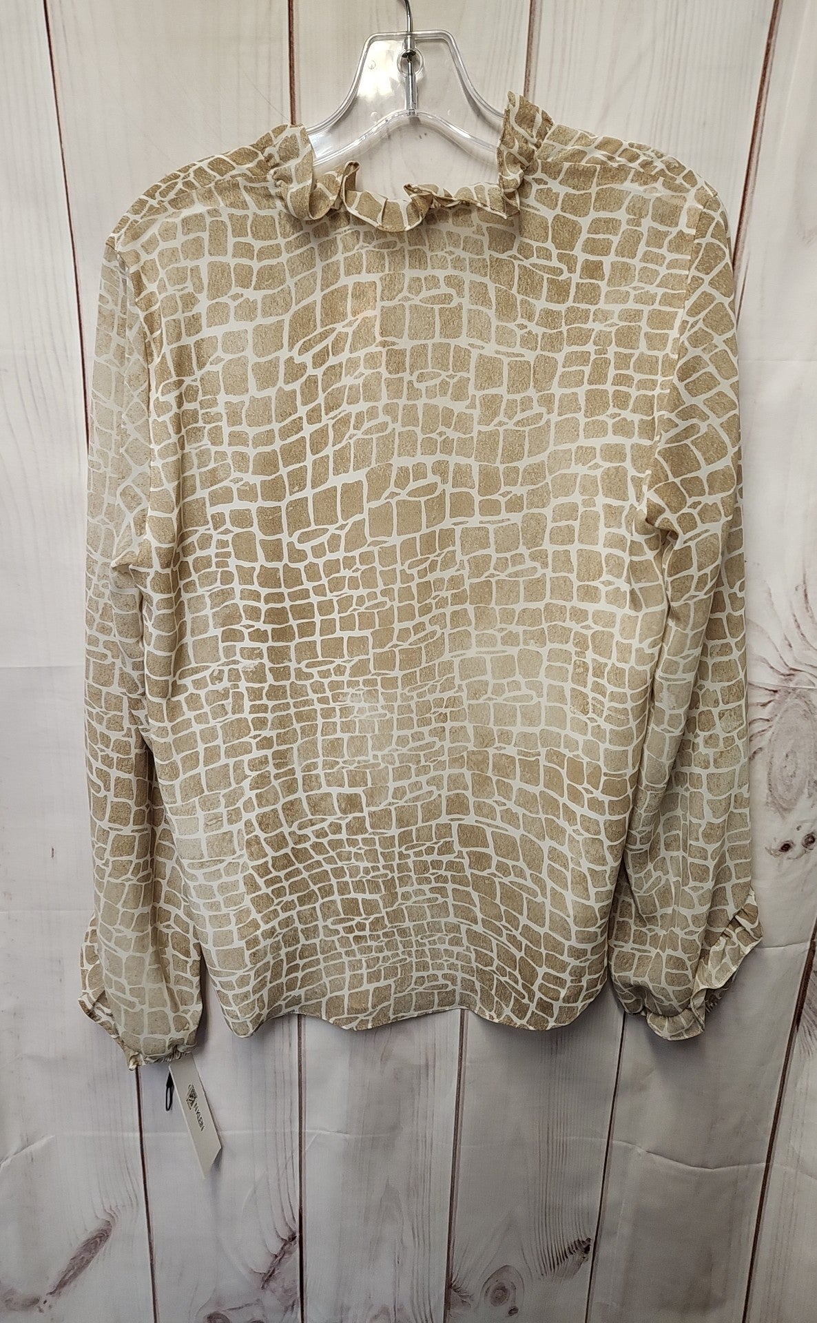 NWT Calvin Klein Women's Size S Beige Animal Print Long Sleeve Top