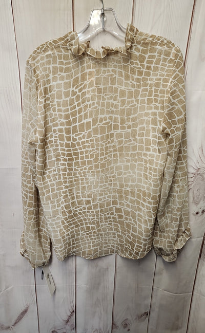 NWT Calvin Klein Women's Size S Beige Animal Print Long Sleeve Top